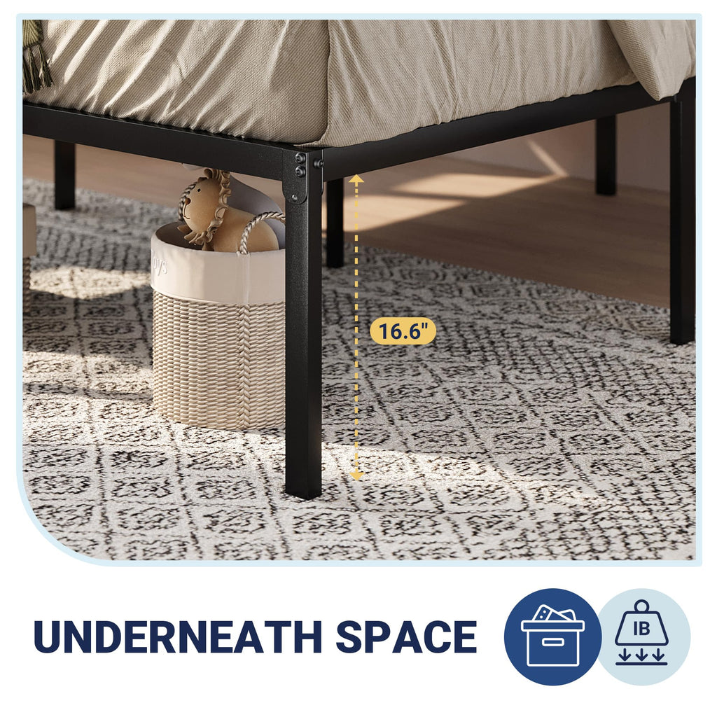 Queen 18 Inch Metal Bed Frame with Storage I1417