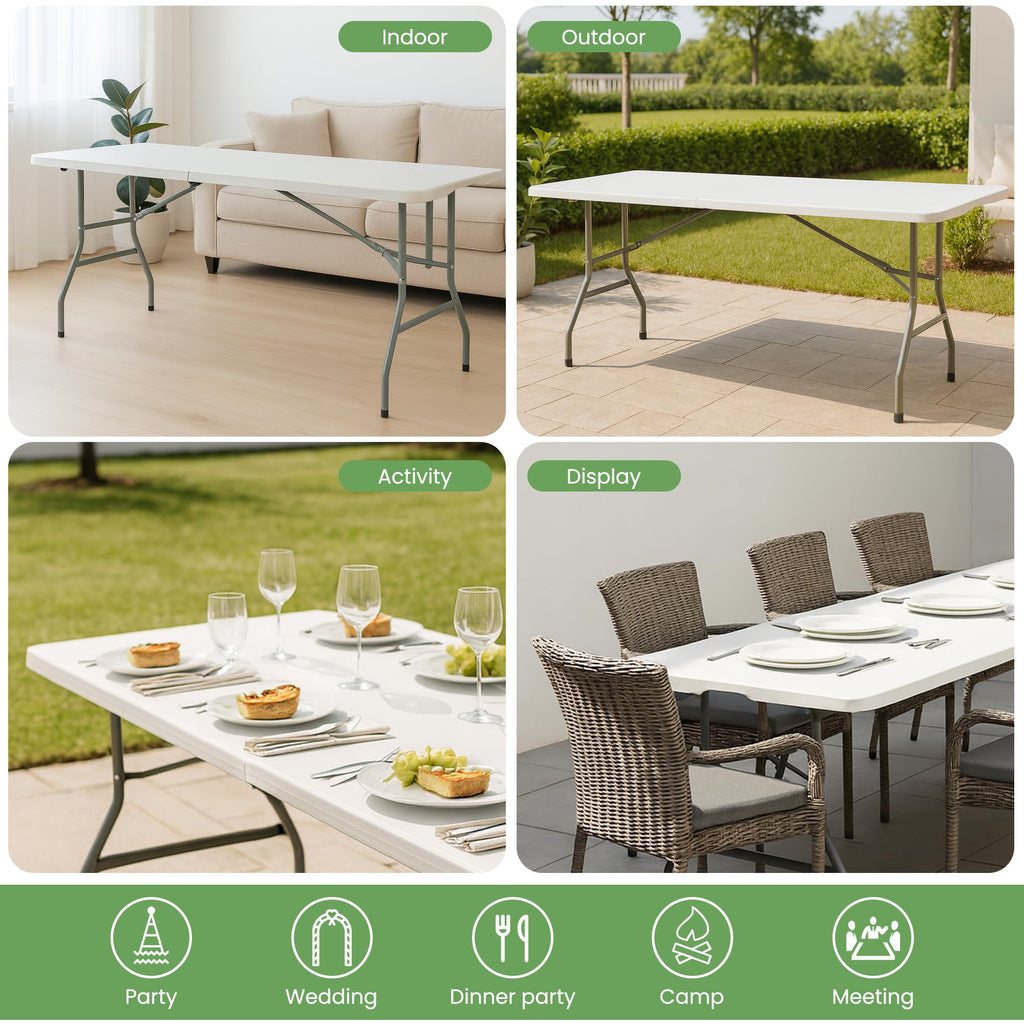 White Plastic Folding Table with Carry Handle I990