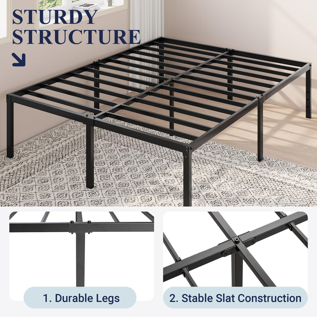 Queen 18 Inch Metal Bed Frame with Storage I1417