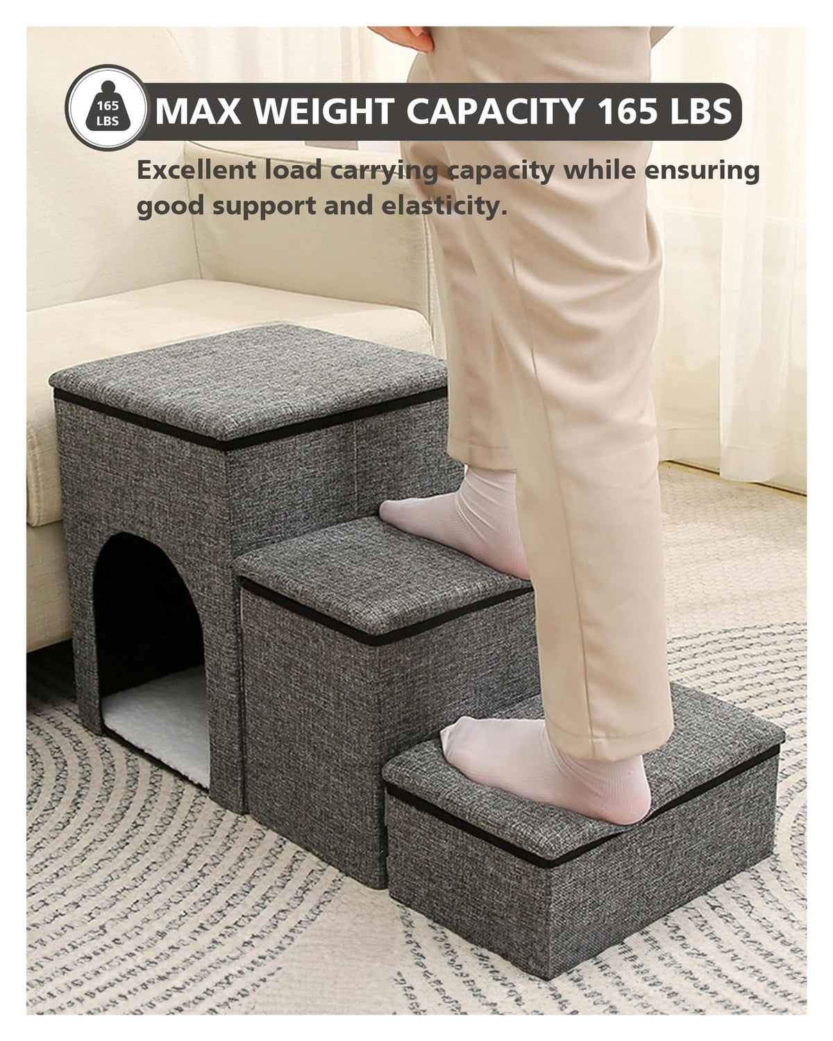 Folding Pet Stairs with Storage Box R241