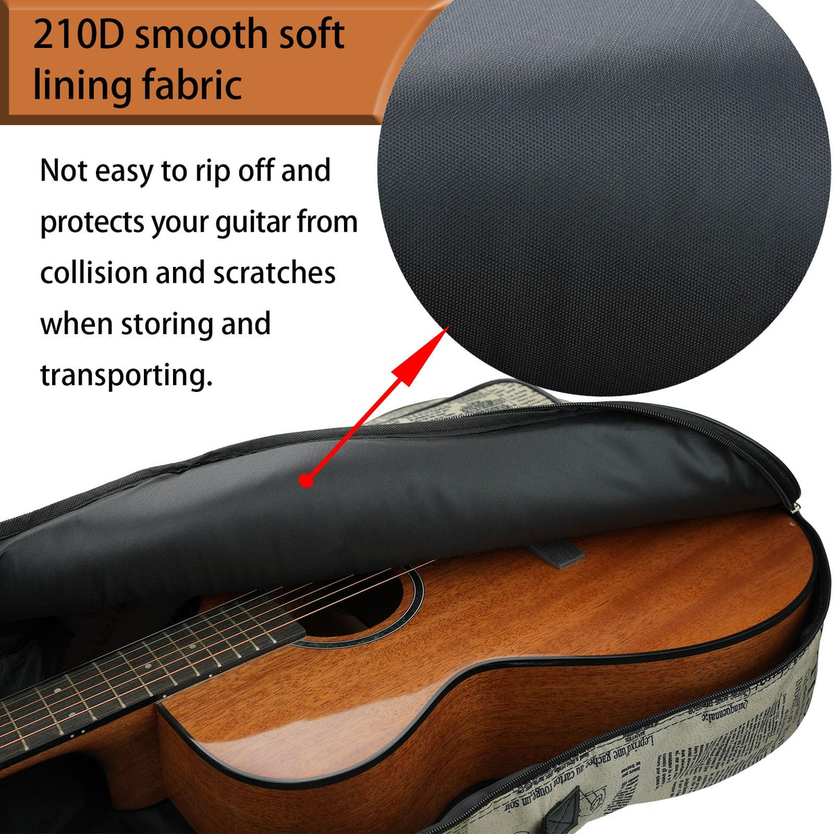 36/38 Inch Acoustic Guitar Gig Bag with 6mm Padding Q4302