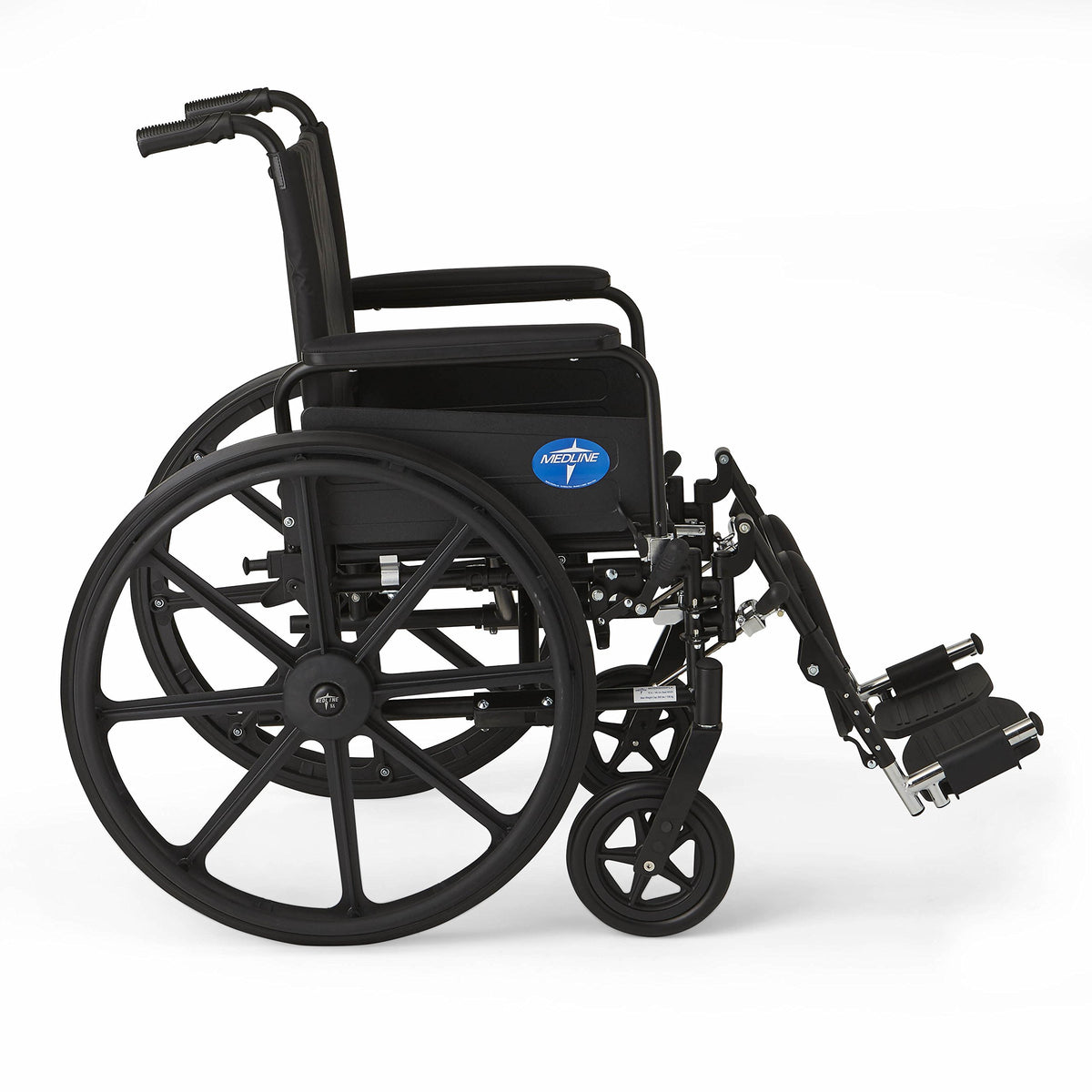 Lightweight Wheelchair with Swing-Back Desk-Length Arms and Elevating Leg Rests A482
