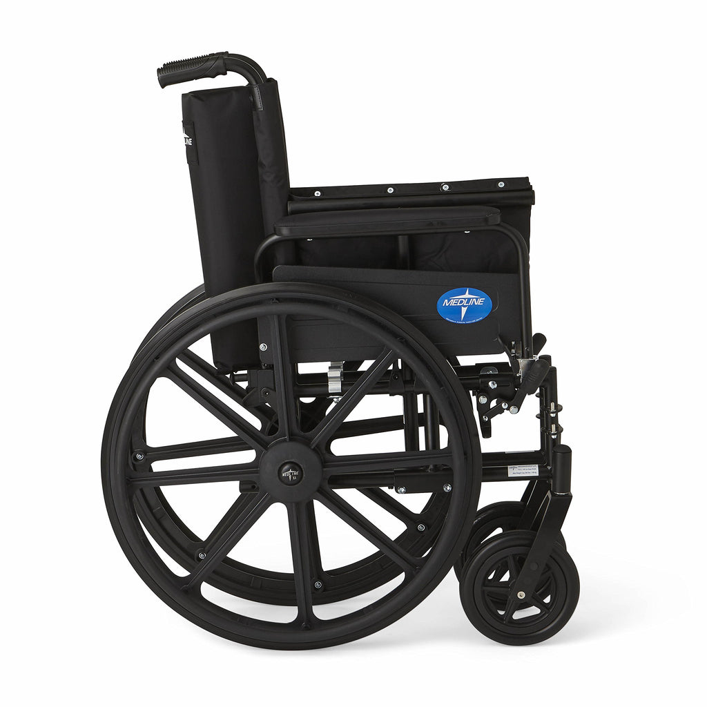 Lightweight Wheelchair with Swing-Back Desk-Length Arms and Elevating Leg Rests A482