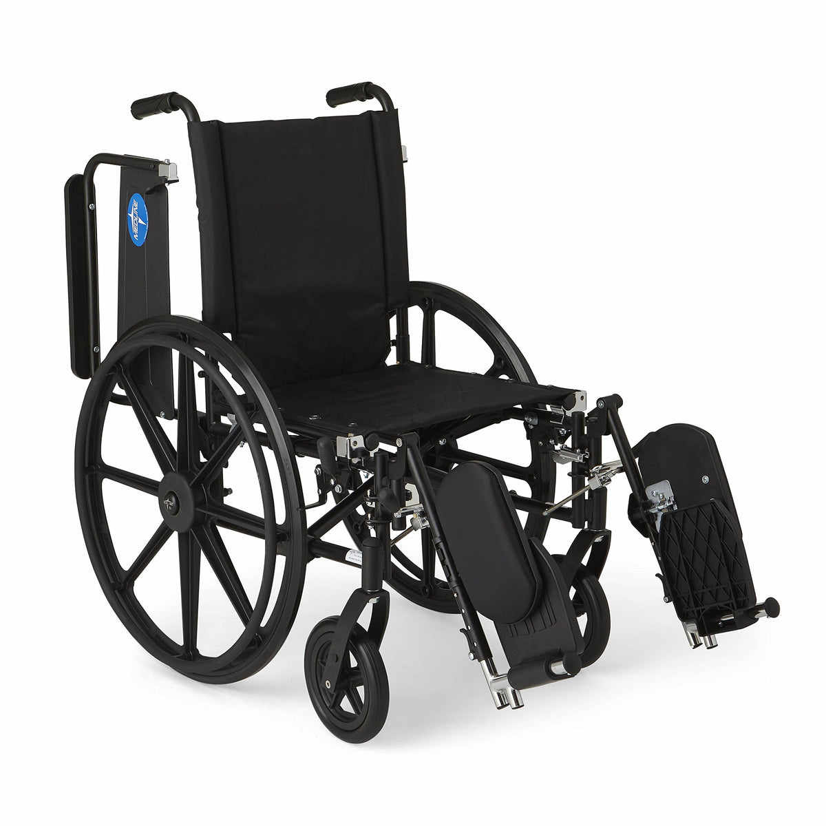 Lightweight Wheelchair with Swing-Back Desk-Length Arms and Elevating Leg Rests A482