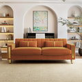 Orange 3-Seater Velvet Loveseat with 2 Pillows N7087