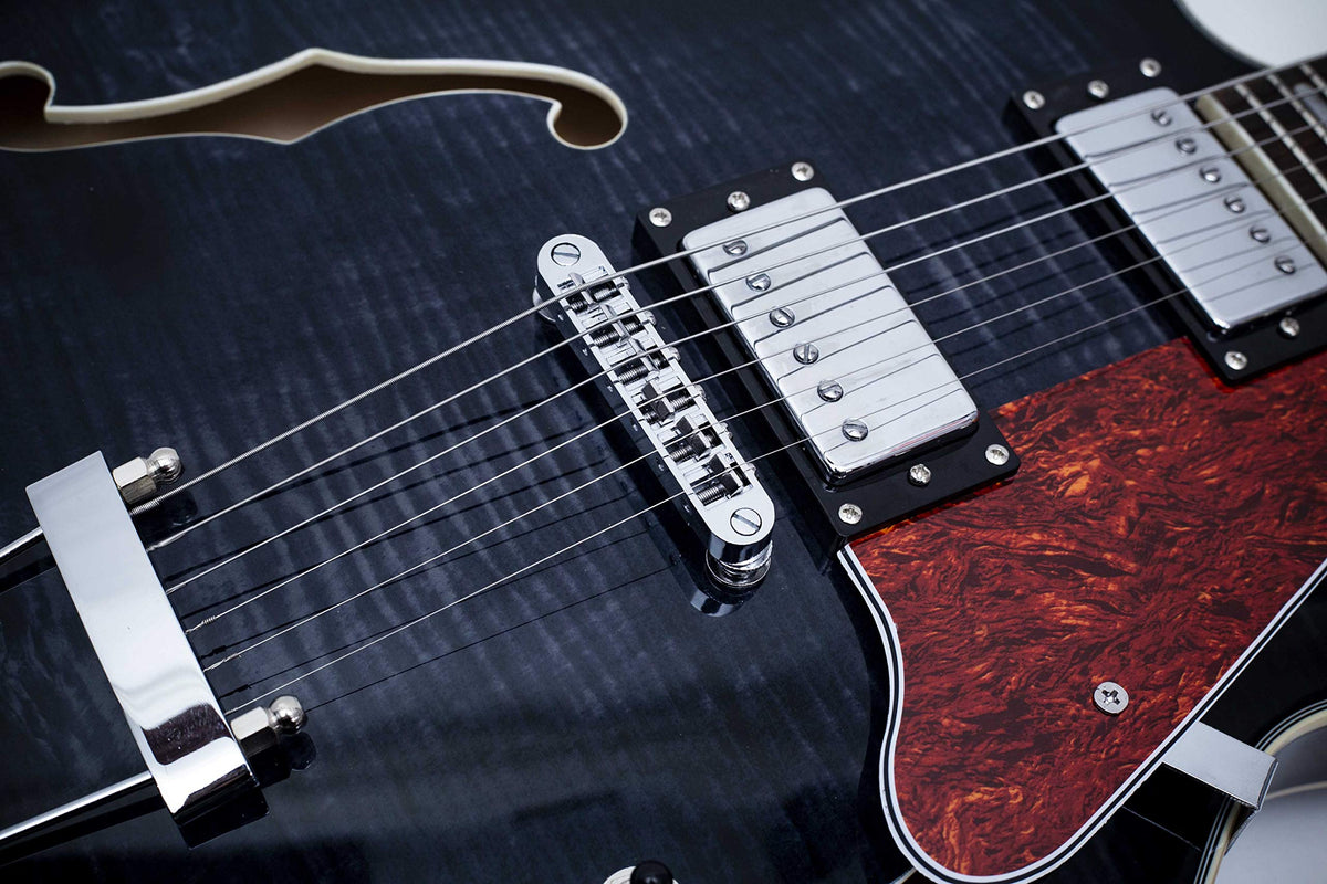 Black Semi-Hollow Body Electric Guitar with Gig Bag J71184