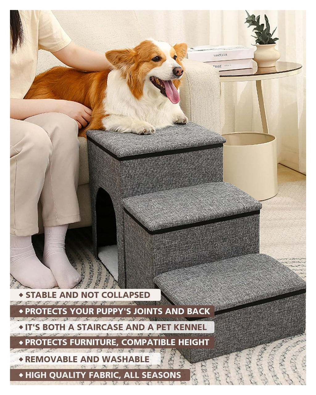 Folding Pet Stairs with Storage Box R241