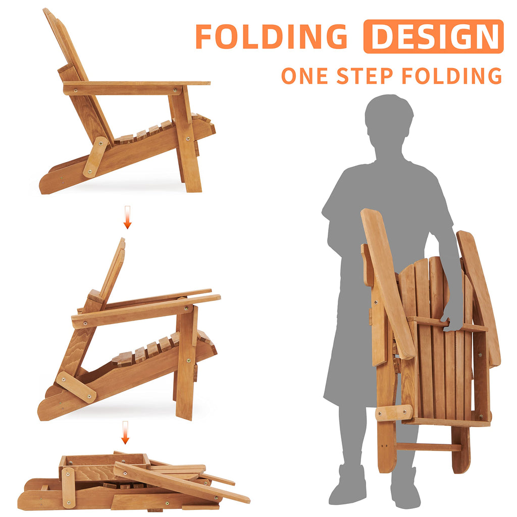 Oversize Wooden Outdoor Folding Chair Set of 2 G68233