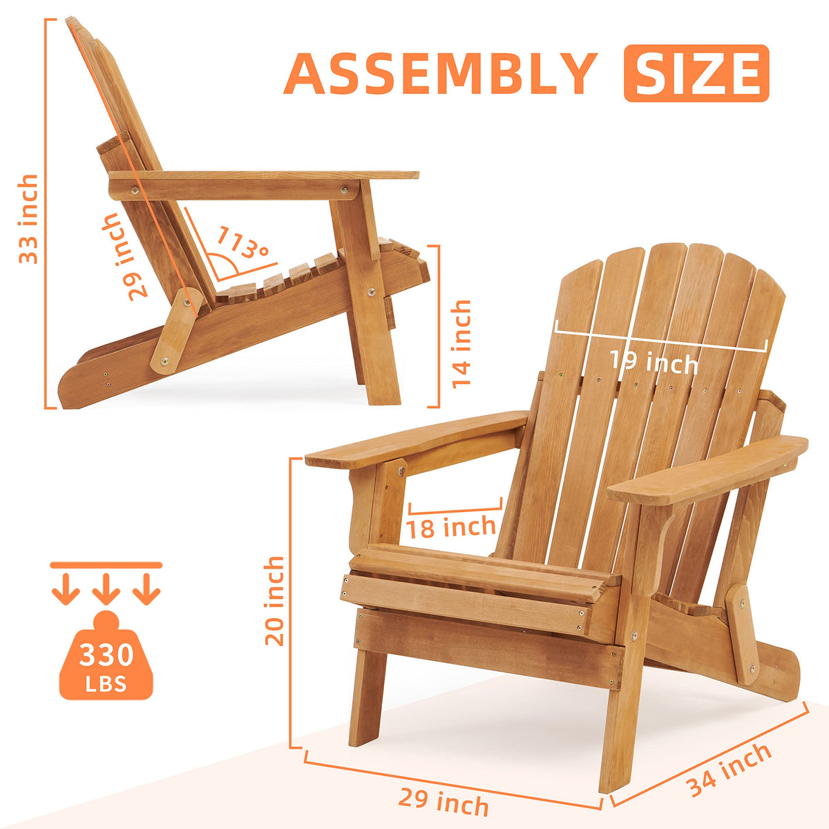 Oversize Wooden Outdoor Folding Chair Set of 2 G68233