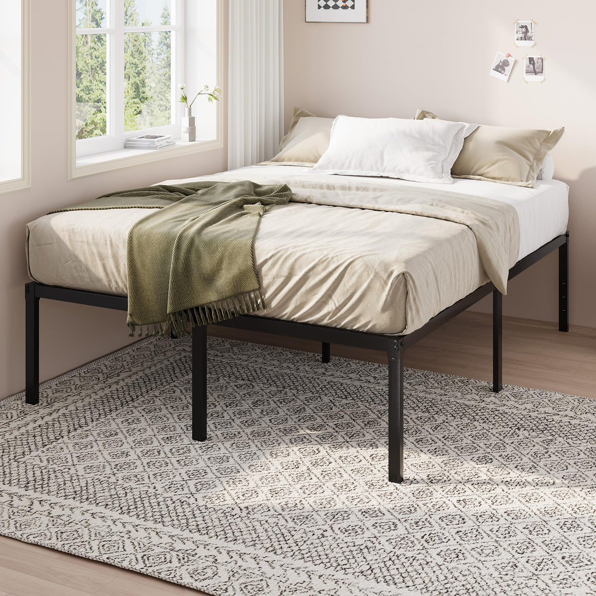 Queen 18 Inch Metal Bed Frame with Storage I1417