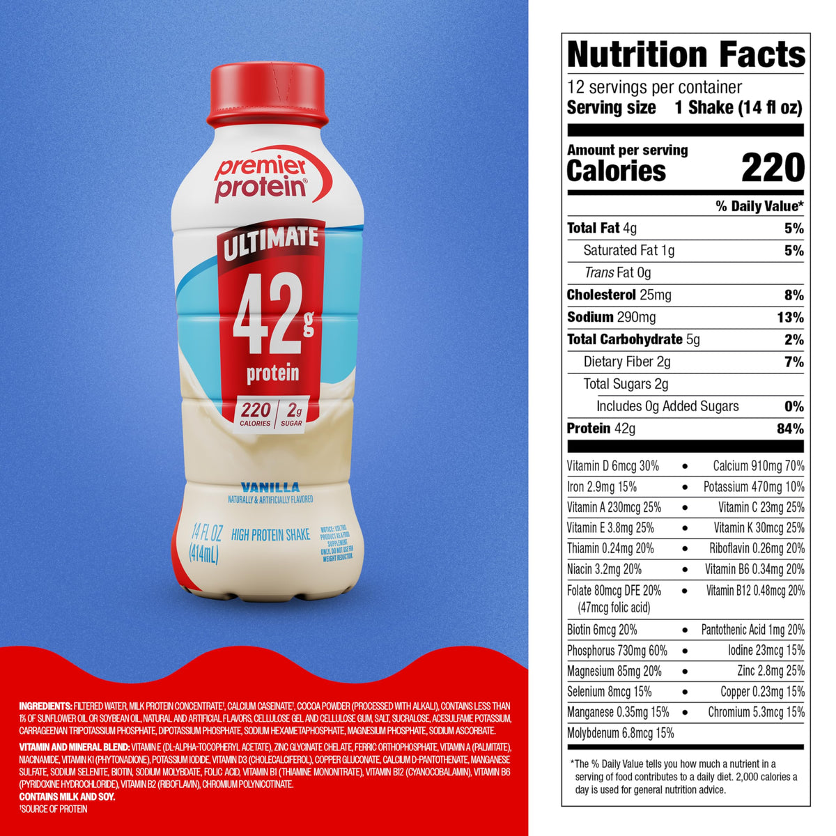 Vanilla 42g High Protein Shake 12 Pack Z4241