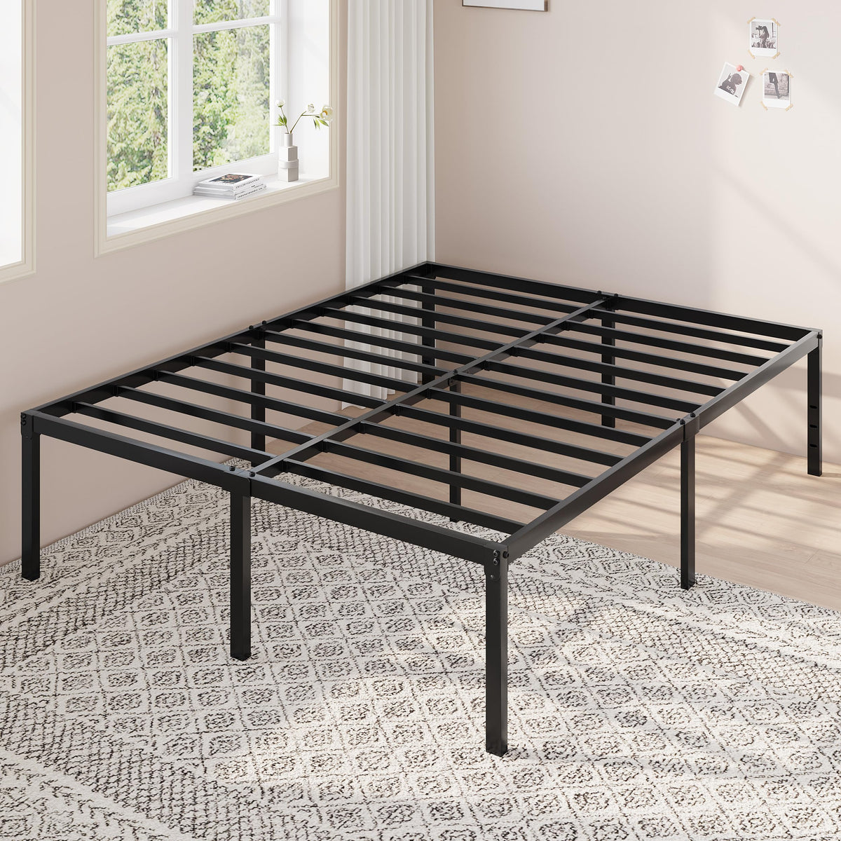 Queen 18 Inch Metal Bed Frame with Storage I1417